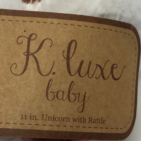 KellyToy 11 inch Unicorn with Rattle White Pink Sparkle Stuffed Animal Plush - Picture 3 of 7